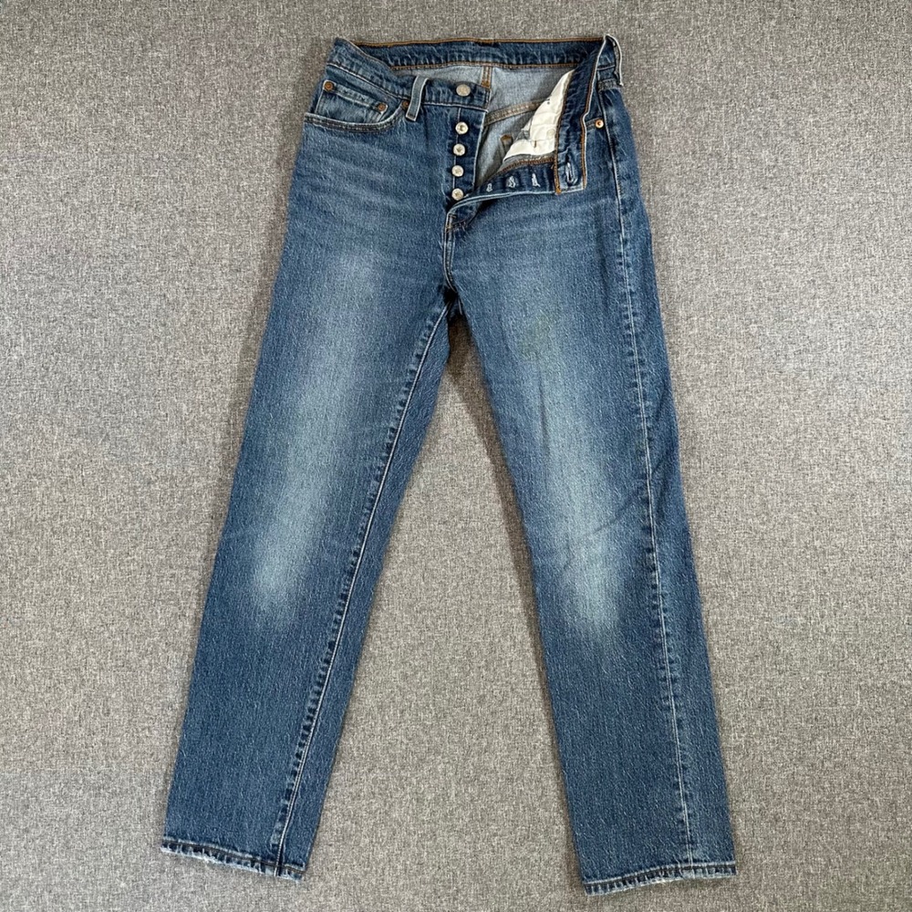 Levi's Jeans Women 27 501 Original Blue Button Fly Straight Leg Stretch